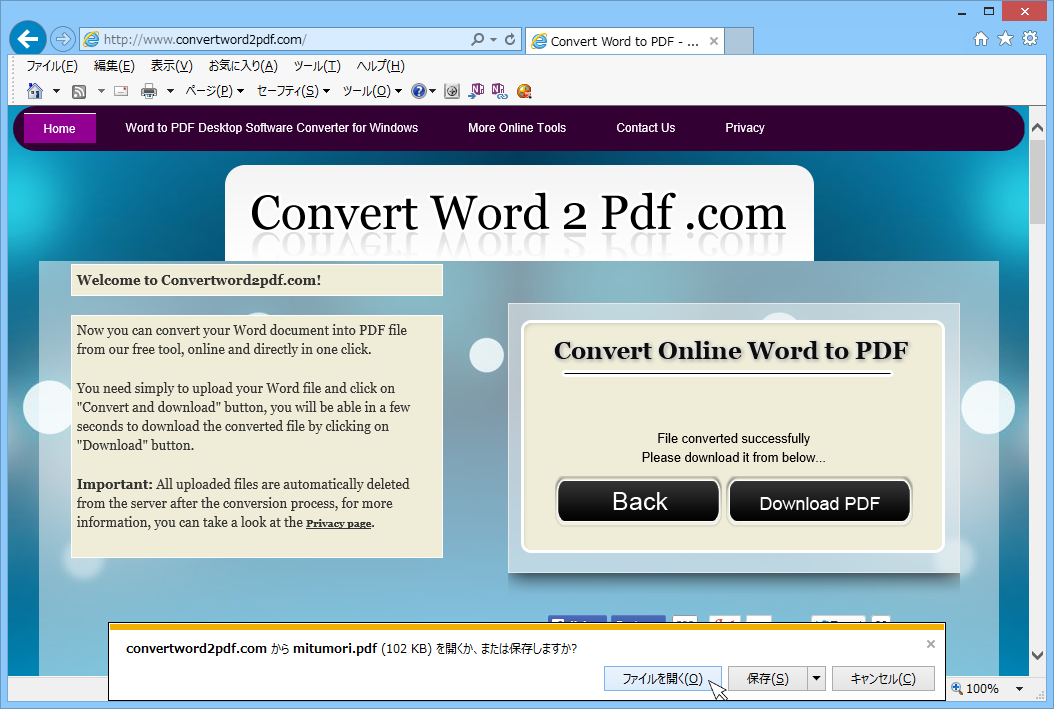 Convert Word to PDF(WordファイルからPDFへの変換)07